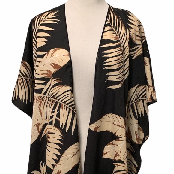 Lulla collection Black and Tan swim coverup/kimono - Picture 2 of 8